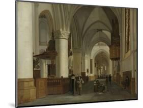 Interior of the Church of St Bavo in Haarlem-Job Adriaensz Berckheyde-Mounted Art Print