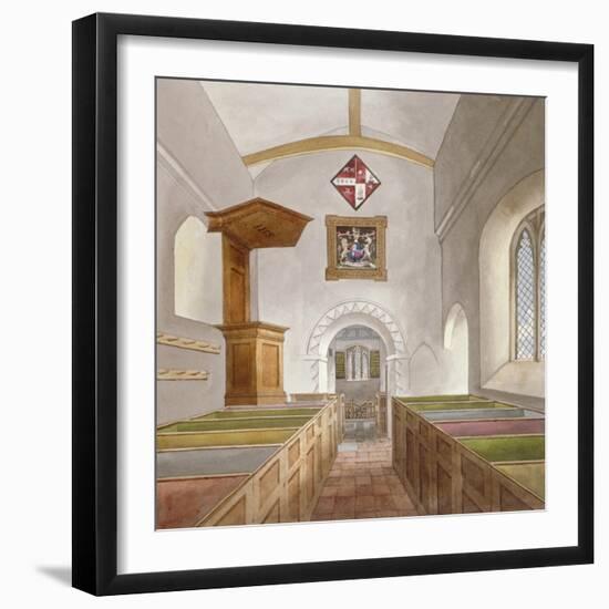 Interior of the Church of St Mary, Bedfont, Middlesex, 1805-null-Framed Giclee Print