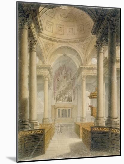 Interior of the Church of St Stephen Walbrook, City of London, 1810-Frederick Mackenzie-Mounted Giclee Print