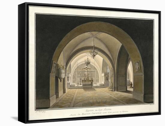 Interior of the Church of the Holy Sepulchre at the Site of Golgotha, 1821-Maxim Nikiphorovich Vorobyev-Framed Stretched Canvas