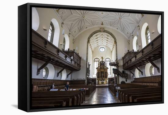 Interior of the Church of the Holy Trinity, Regensburg, Bavaria, Germany-Michael Runkel-Framed Stretched Canvas