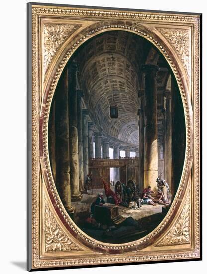 'Interior of the colonnade of St Peter's, Rome, at the time of the Conclave of 1769'-Hubert Robert-Mounted Giclee Print