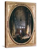 'Interior of the colonnade of St Peter's, Rome, at the time of the Conclave of 1769'-Hubert Robert-Stretched Canvas