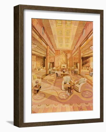 Interior of the First Class Lounge on R.M.S. 'Queen Mary'-Hugh McKenna-Framed Giclee Print