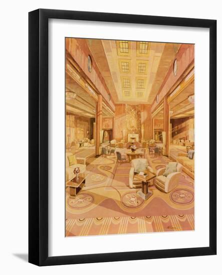 Interior of the First Class Lounge on R.M.S. 'Queen Mary'-Hugh McKenna-Framed Giclee Print