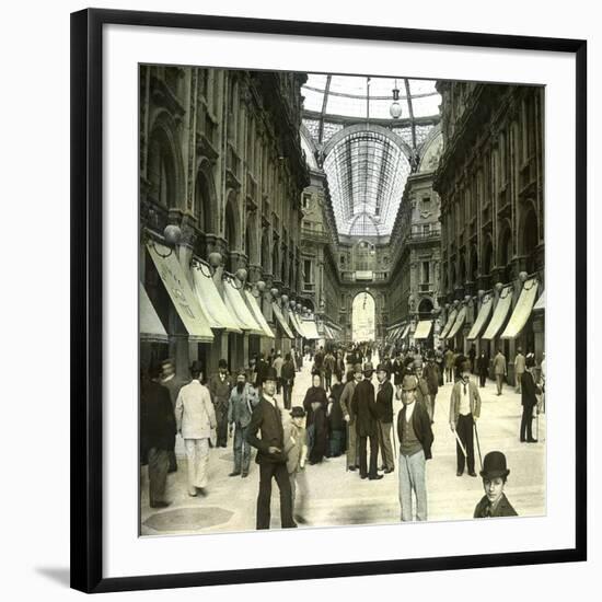 Interior of the Galleria Vittorio Emanuele II (1877), Milan (Italy), Circa 1890-Leon, Levy et Fils-Framed Photographic Print