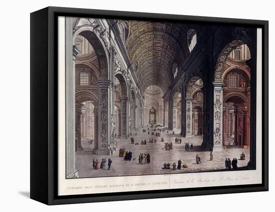 Interior of the Great Basilica of San Pietro in the Vatican-Carlo Gilio-Framed Stretched Canvas