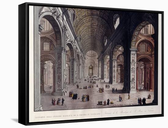 Interior of the Great Basilica of San Pietro in the Vatican-Carlo Gilio-Framed Stretched Canvas