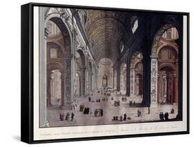 Interior of the Great Basilica of San Pietro in the Vatican-Carlo Gilio-Framed Stretched Canvas