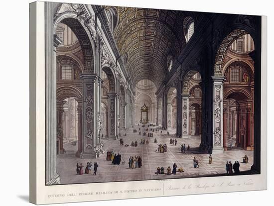 Interior of the Great Basilica of San Pietro in the Vatican-Carlo Gilio-Stretched Canvas