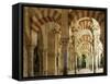 Interior of the Great Mosque, Unesco World Heritage Site, Cordoba, Andalucia, Spain-Michael Busselle-Framed Stretched Canvas