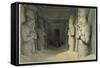 Interior of the Great Temple of Abu Simbel, Nubia-David Roberts-Framed Stretched Canvas