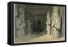 Interior of the Great Temple of Abu Simbel, Nubia-David Roberts-Framed Stretched Canvas