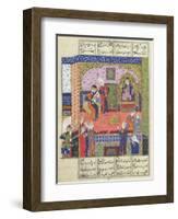 Interior of the King of Persia's Palace, Illustration from the "Shahnama" (Book of Kings)-null-Framed Giclee Print