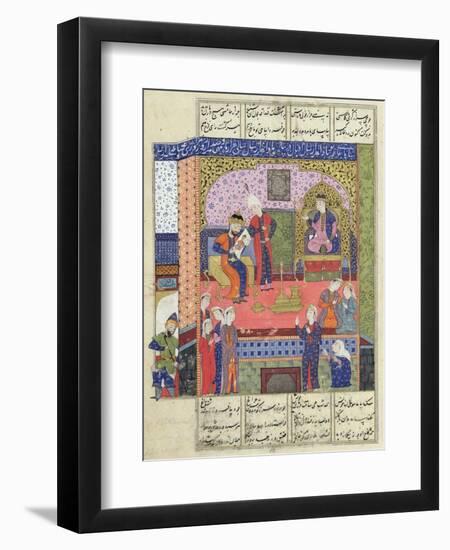 Interior of the King of Persia's Palace, Illustration from the "Shahnama" (Book of Kings)-null-Framed Giclee Print
