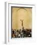 Interior of The Louvre Museum Showing Winged Victory Statue and Tourists, Paris, France-Jim Zuckerman-Framed Photographic Print