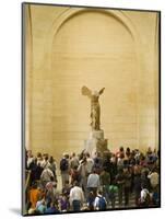 Interior of The Louvre Museum Showing Winged Victory Statue and Tourists, Paris, France-Jim Zuckerman-Mounted Photographic Print