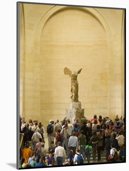 Interior of The Louvre Museum Showing Winged Victory Statue and Tourists, Paris, France-Jim Zuckerman-Mounted Photographic Print