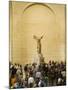 Interior of The Louvre Museum Showing Winged Victory Statue and Tourists, Paris, France-Jim Zuckerman-Mounted Photographic Print