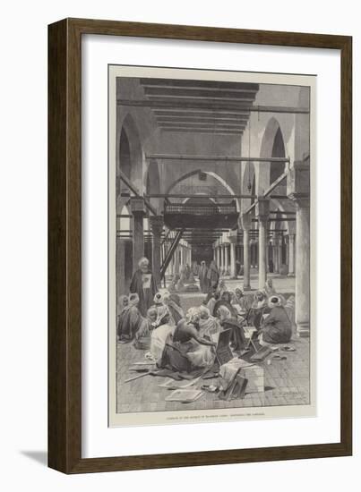 Interior of the Mosque of El-Azhar, Cairo, Discussing the Campaign-Charles Auguste Loye-Framed Giclee Print