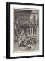 Interior of the Mosque of El-Azhar, Cairo, Discussing the Campaign-Charles Auguste Loye-Framed Giclee Print