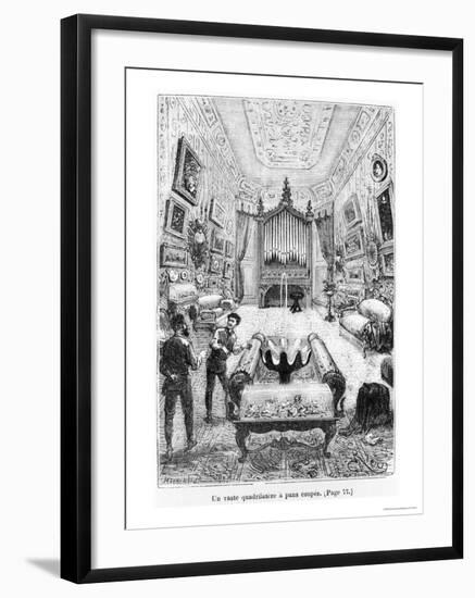 Interior of the Nautilus, Illustration from "20,000 Leagues under the Sea"-?douard Riou-Framed Giclee Print