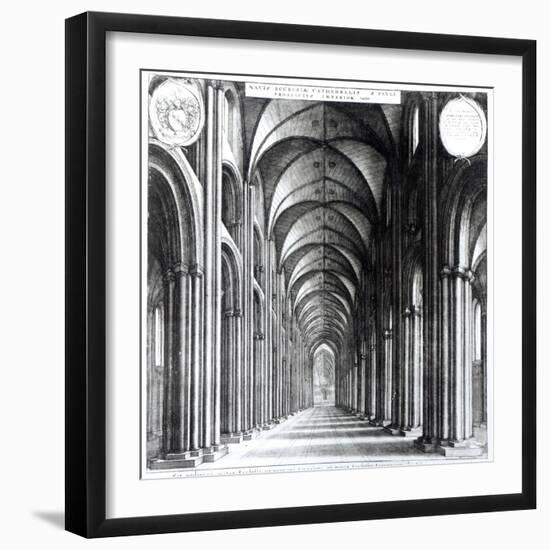 Interior of the Nave of St. Paul's, 1658-Wenceslaus Hollar-Framed Giclee Print