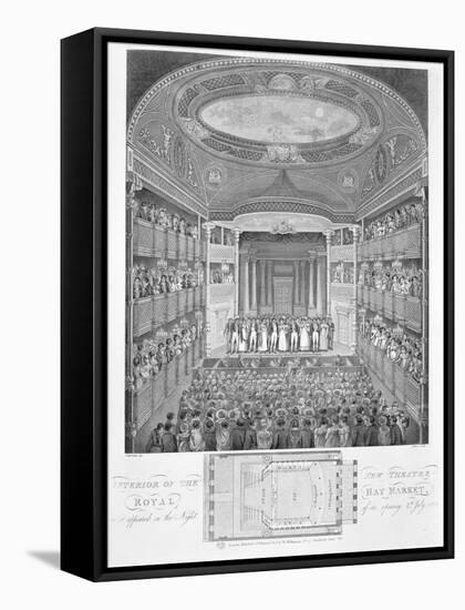 Interior of the New Theatre Royal Haymarket Engraving-James Stow-Framed Stretched Canvas