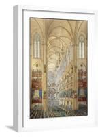 Interior of the Notre Dame Cathedral in Paris during the Coronation of Napoleon I-null-Framed Giclee Print