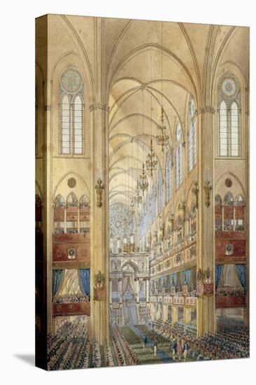 Interior of the Notre Dame Cathedral in Paris during the Coronation of Napoleon I-null-Stretched Canvas