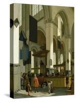 Interior of the Oude Kerk, Delft, with a Preacher-A. Storck-Stretched Canvas