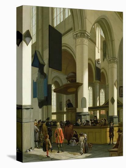 Interior of the Oude Kerk, Delft, with a Preacher-A. Storck-Stretched Canvas