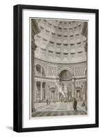 Interior of the Pantheon at Rome (Restored) (Litho)-English-Framed Giclee Print