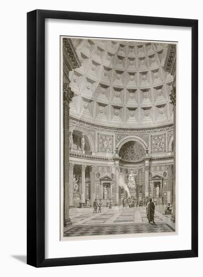 Interior of the Pantheon at Rome (Restored) (Litho)-English-Framed Giclee Print