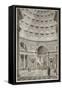 Interior of the Pantheon at Rome (Restored) (Litho)-English-Framed Stretched Canvas