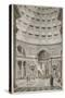 Interior of the Pantheon at Rome (Restored) (Litho)-English-Stretched Canvas