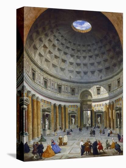 Interior of the Pantheon, Rome, C.1734-Giovanni Paolo Pannini-Stretched Canvas