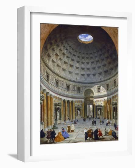 Interior of the Pantheon, Rome, C.1734-Giovanni Paolo Pannini-Framed Giclee Print