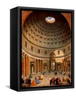 Interior of the Pantheon, Rome-Giovanni Paolo Panini-Framed Stretched Canvas