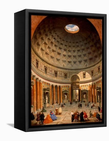 Interior of the Pantheon, Rome-Giovanni Paolo Panini-Framed Stretched Canvas