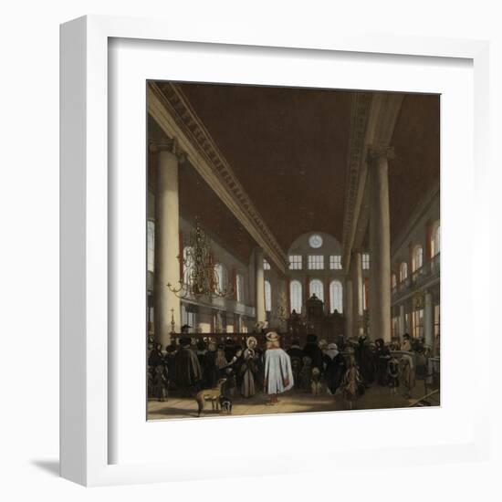 Interior of the Portuguese Synagogue in Amsterdam-Emanuel de Witte-Framed Art Print