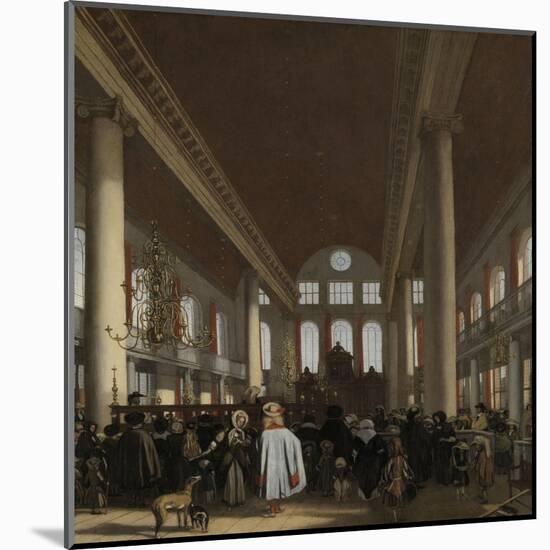 Interior of the Portuguese Synagogue in Amsterdam-Emanuel de Witte-Mounted Art Print