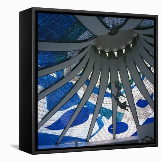 Interior of the Roof of the Catedral Metropolitana, Brasilia, Brazil, South America-Geoff Renner-Framed Stretched Canvas