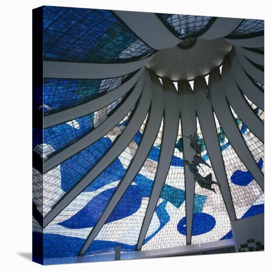 Interior of the Roof of the Catedral Metropolitana, Brasilia, Brazil, South America-Geoff Renner-Stretched Canvas