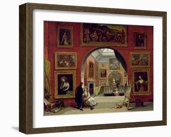 Interior of the Royal Institution, During the Old Master Exhibition, Summer 1832, 1833-Alfred Joseph Woolmer-Framed Giclee Print