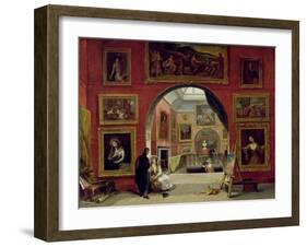 Interior of the Royal Institution, During the Old Master Exhibition, Summer 1832, 1833-Alfred Joseph Woolmer-Framed Giclee Print