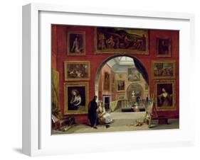 Interior of the Royal Institution, During the Old Master Exhibition, Summer 1832, 1833-Alfred Joseph Woolmer-Framed Giclee Print