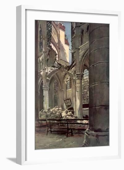 Interior of the Ruins of Saint Jean Des Vignes Abbey, Soissons, France, 18 May 1915-Francois Flameng-Framed Giclee Print