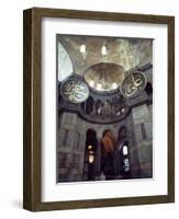 Interior of the Santa Sophia with Huge Medallions Inscribed with the Names of Allah, Istanbul-John Henry Claude Wilson-Framed Photographic Print