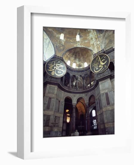 Interior of the Santa Sophia with Huge Medallions Inscribed with the Names of Allah, Istanbul-John Henry Claude Wilson-Framed Photographic Print